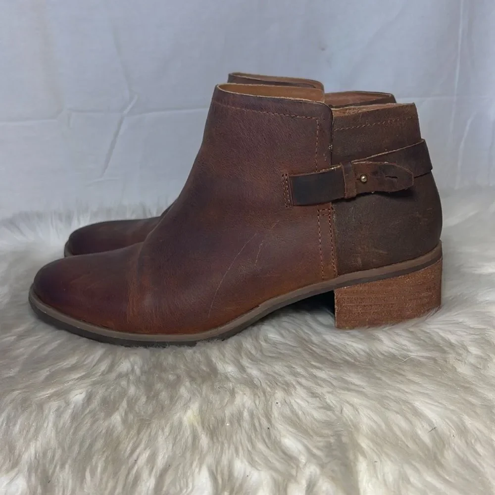 Korks By Kirk Ease‎ Sonya Tan Distressed Side Zip Booties Sz 10